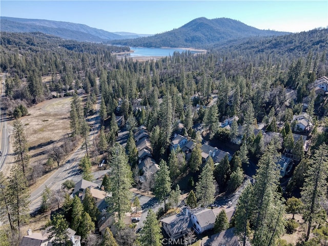 aerial view with a water and mountain view