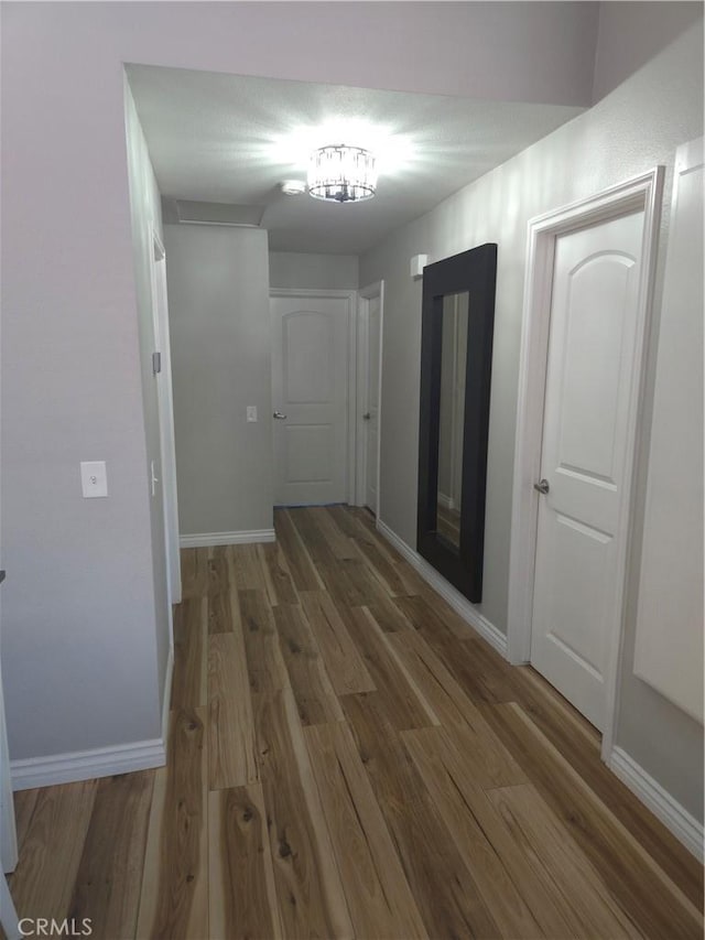 corridor with dark hardwood / wood-style floors