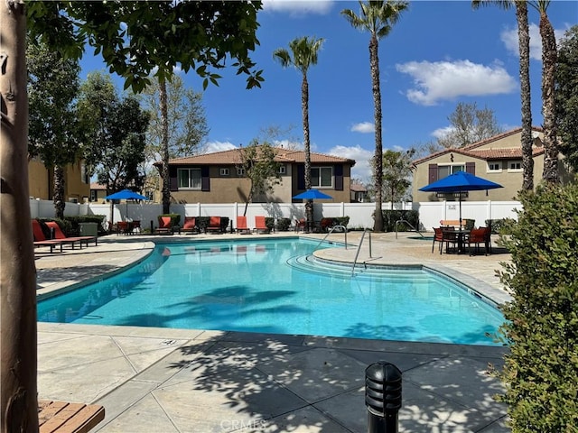 view of swimming pool featuring a patio