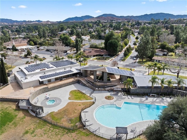 26478 Fairway Cir, Newhall, CA 91321 - drone / aerial view of a pool area and a mountain backdrop