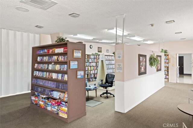 26478 Fairway Cir, Newhall, CA 91321 - carpeted home office featuring a textured ceiling and baseboards