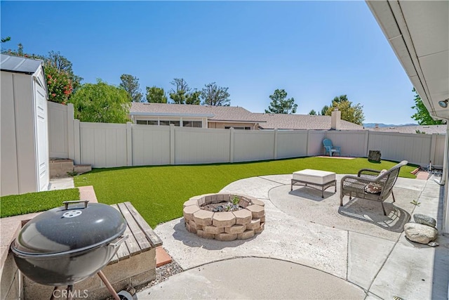 26478 Fairway Cir, Newhall, CA 91321 - view of patio / terrace with a fire pit and grilling area