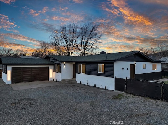 view of front of house with a garage