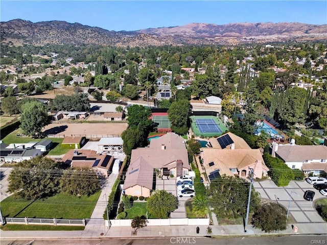 aerial view with a mountain view