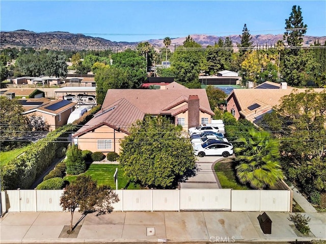 bird's eye view with a mountain view