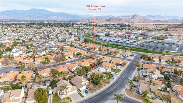 drone / aerial view with a mountain view