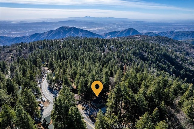 aerial view with a mountain view