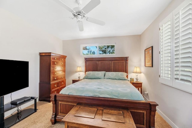 bedroom featuring carpet floors and ceiling fan