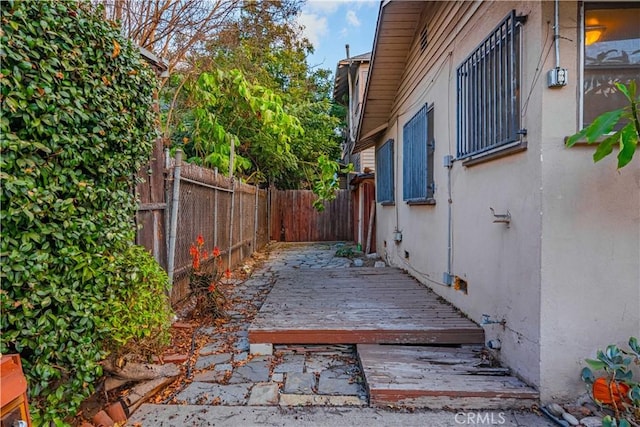 exterior space featuring a wooden deck