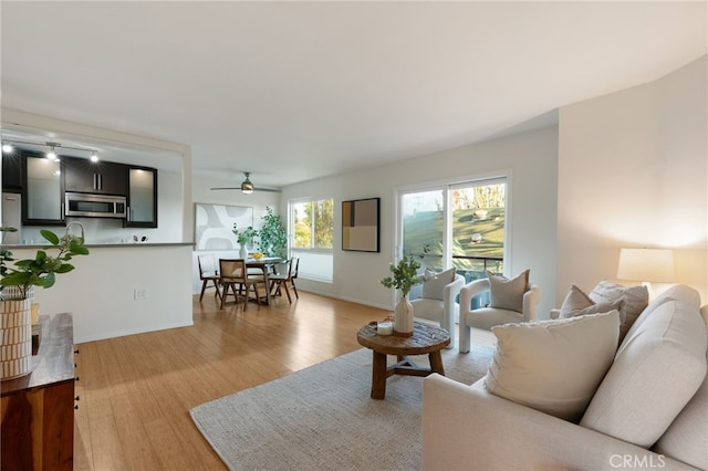 living room with light hardwood / wood-style flooring