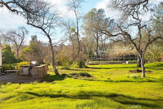 view of property's community with a lawn