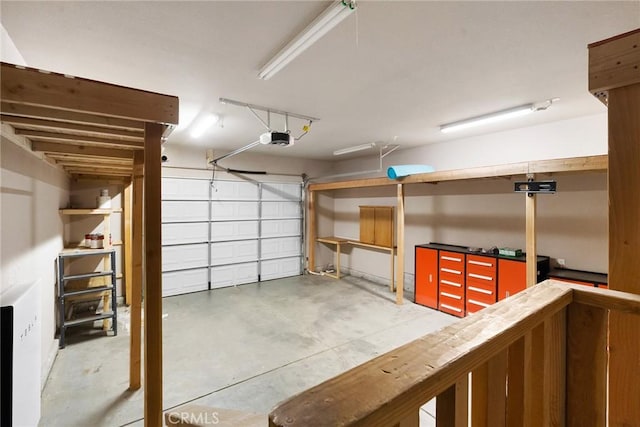 garage with a garage door opener