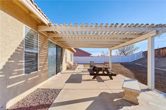 view of patio featuring a pergola