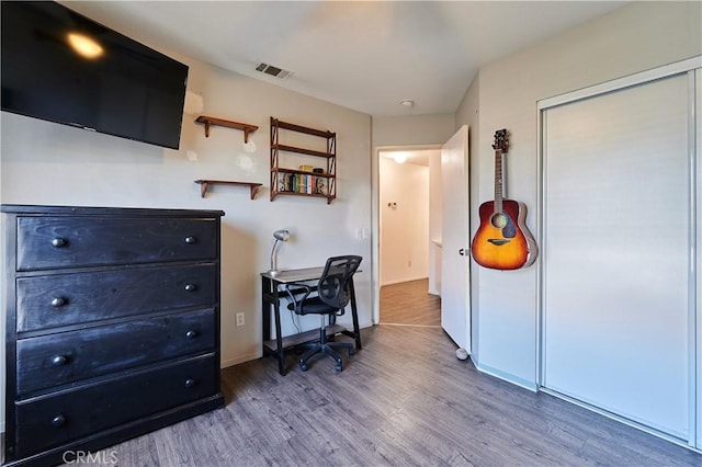 office space featuring wood-type flooring