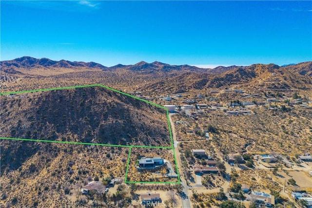 birds eye view of property featuring a mountain view