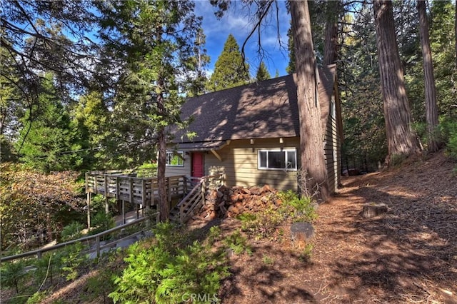 view of front of property featuring a deck