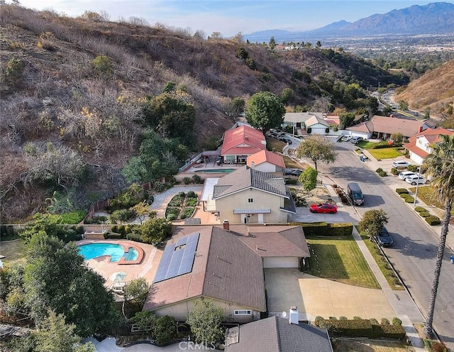 drone / aerial view with a mountain view