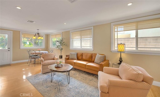 living room featuring light hardwood / wood-style flooring