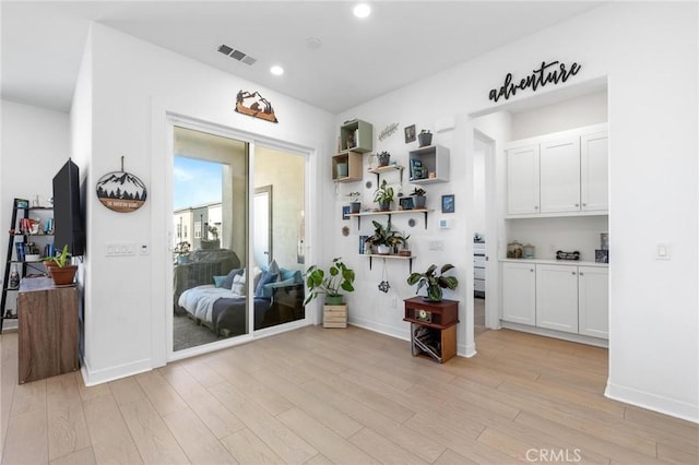 interior space with light hardwood / wood-style flooring