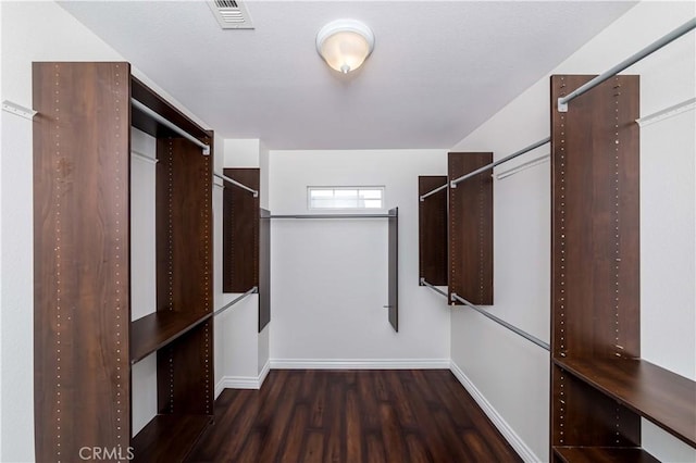 spacious closet with visible vents and wood finished floors