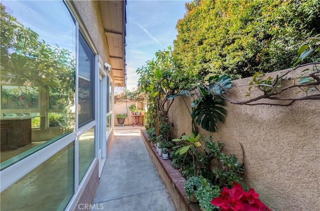 exterior space featuring stucco siding