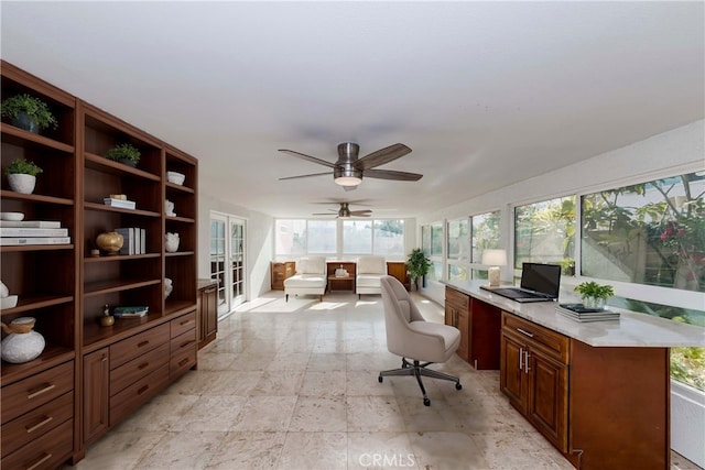 office with a ceiling fan