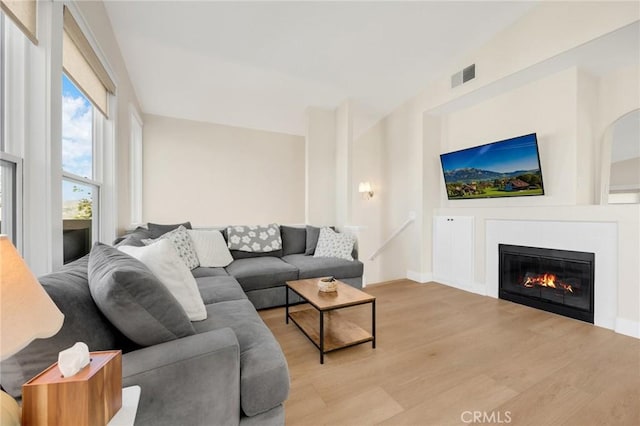 living room featuring light hardwood / wood-style floors