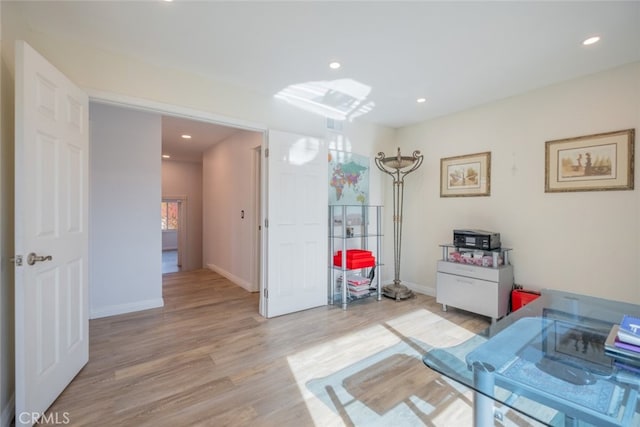 interior space with light hardwood / wood-style floors