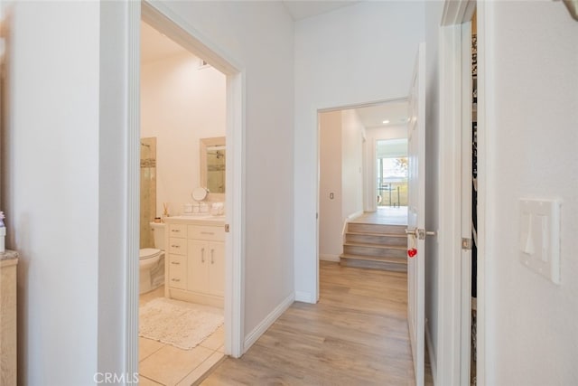 hall featuring light hardwood / wood-style floors