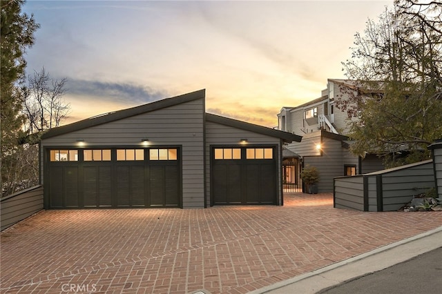2335 Hillview Dr, Laguna Beach, CA 92651 - garage at dusk featuring a detached garage