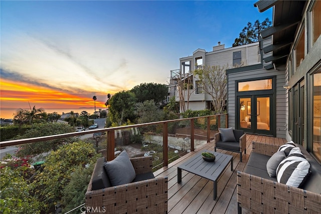 2335 Hillview Dr, Laguna Beach, CA 92651 - deck at dusk featuring outdoor lounge area