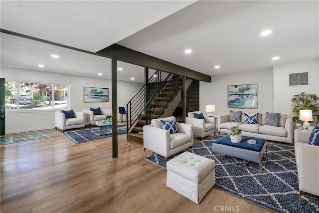 living room featuring hardwood / wood-style flooring