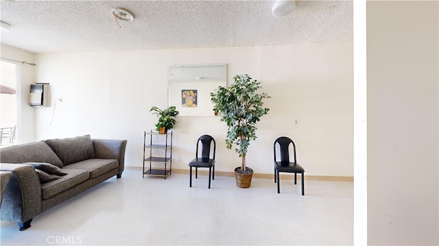 interior space with a textured ceiling