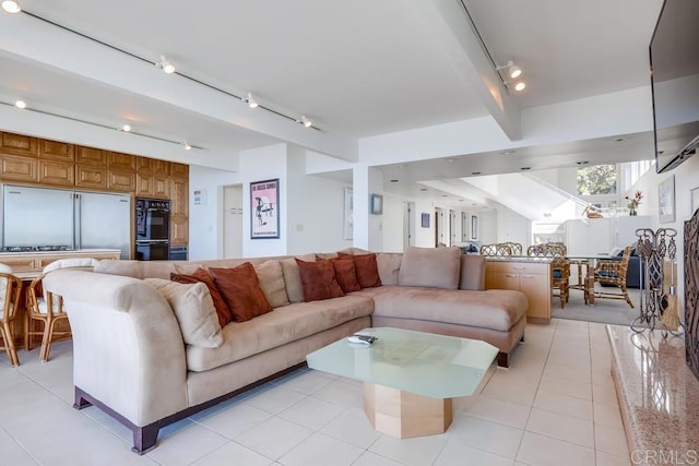 view of tiled living room