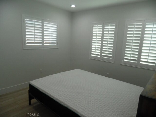 bedroom with wood-type flooring