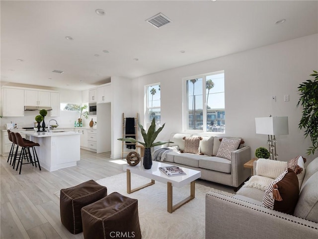 living room featuring light hardwood / wood-style flooring