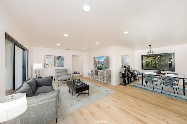 living room featuring light hardwood / wood-style flooring