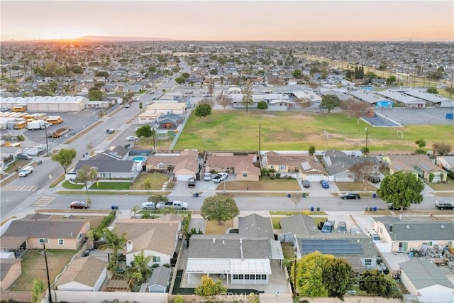 view of aerial view at dusk