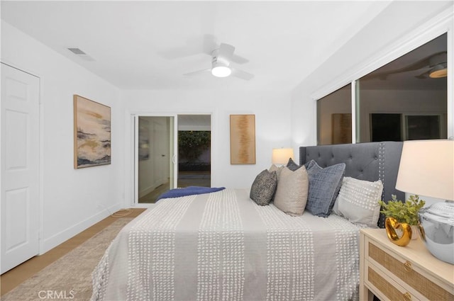 bedroom featuring ceiling fan