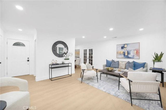 living room with light wood-type flooring