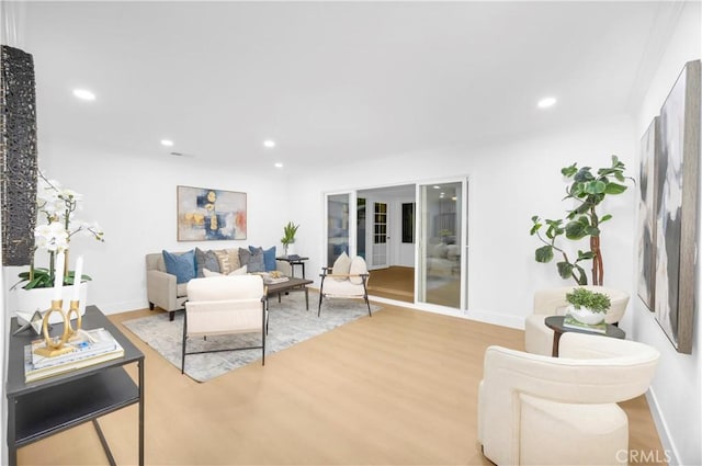 living room featuring light hardwood / wood-style flooring