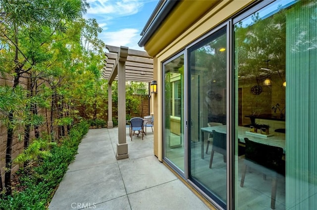 exterior space with a pergola