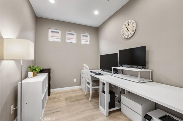 office space featuring light hardwood / wood-style flooring