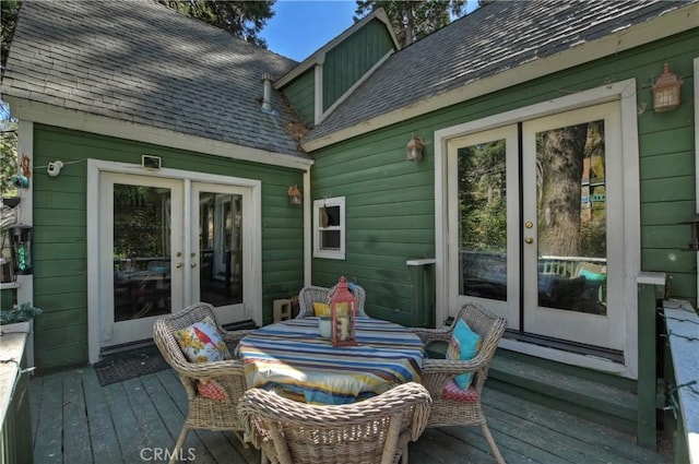 wooden terrace with french doors