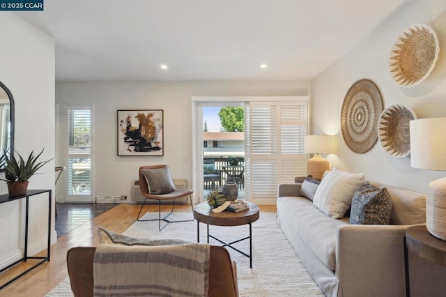 living room featuring light hardwood / wood-style floors