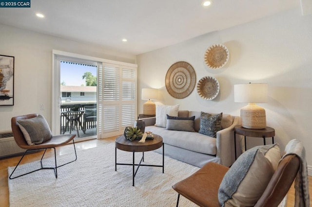 living room featuring light wood-type flooring