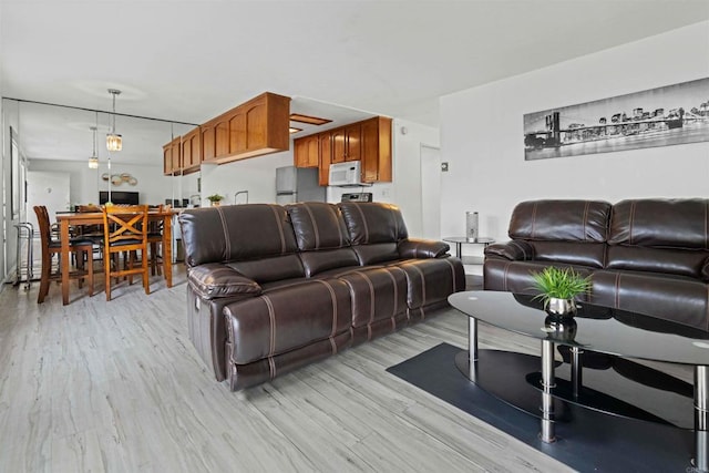 living room with light wood-type flooring