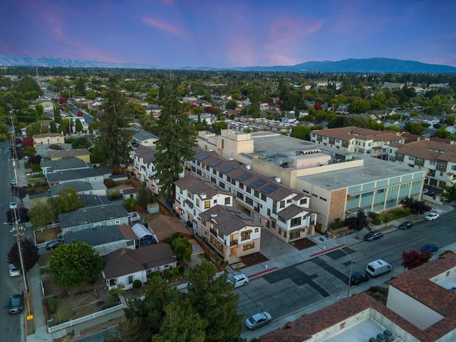 view of aerial view at dusk