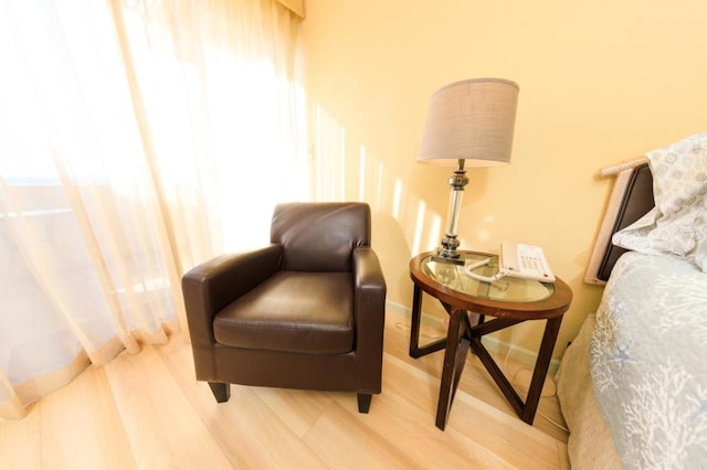 living area featuring hardwood / wood-style floors and a wealth of natural light