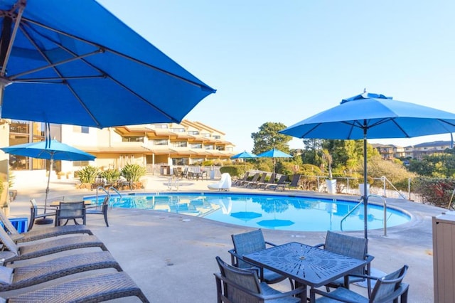 view of pool featuring a patio area